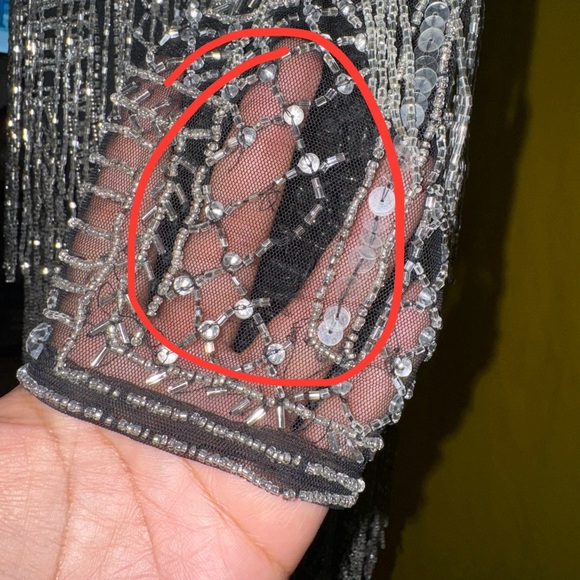 ASOS EDITION beaded fringe and sequin bodycon midi dress in black - Picture 13 of 15